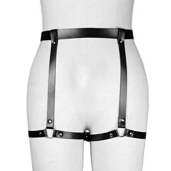 Сексуальная кожаная подвязка для ног, БДСМ, пояс для чулок, бондаж для тела, женское эротическое белье, чулок, пояс с мечом, готическая одежда, аксессуары для рейва чёрный