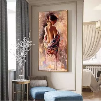 Сексуальная красота, принты плакатов, абстрактная полуобнаженная женщина, холст, картина, настенная художественная картина для гостиной, украшение дома, Cuadros 20X40cm Unframed