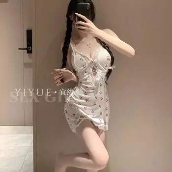 Сексуальная кружевная ночная рубашка соблазнения с подтяжками горячее эротическое нижнее белье чистое желание стиль домашняя пижама больших размеров для женщин M
