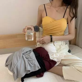 Сексуальная майка на бретельках с резьбой, укороченный топ с лямкой на бретельках, женские летние майки с открытой спиной, модный повседневный женский укороченный жилет без рукавов One Size белый