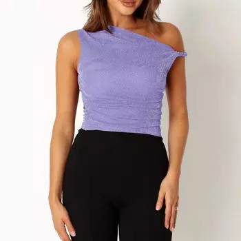 Сексуальная майка на одно плечо Premium Sense Женская короткая тонкая рубашка с тонким верхом и нижней частью L