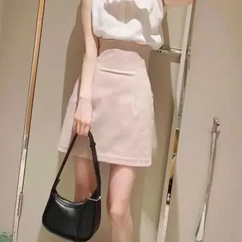 Сексуальная мини-юбка, летняя женская облегающая юбка выше колена со складками, модная, элегантная, темпераментная, анти-потерянная юбка с высокой талией Y2k S чёрный