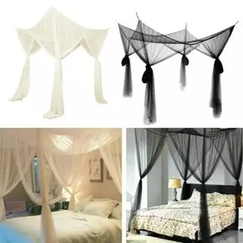 Сексуальная москитная сетка Palace Four Door King/Queen Double Size Home Single Bed Protective от насекомых Outdoor Square Grace White Canopy Net 190x210x240mm чёрный