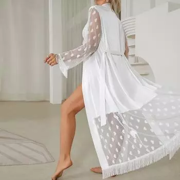 Сексуальная ночная рубашка из ледяного шелка, секс-кардиган, пижамы, женские халаты, домашний халат S