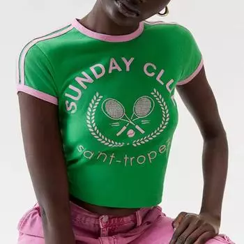 Сексуальная облегающая повседневная футболка с буквенным принтом Y2K в европейском и американском стиле, персонализированный уличный топ S зелёный