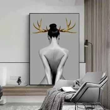 Сексуальная обнаженная женщина, холст, художественные постеры и принты, современное абстрактное скандинавское искусство, холст для девочек, картины на стене, художественные фотографии, Cuadros 21*30cm