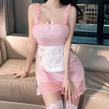 Сексуальная одежда сексуальная перспектива милая возлюбленная чистый соблазн фартук горничная горничная страсть ночная сорочка комплект average size