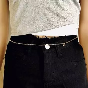 Сексуальная однослойная металлическая цепочка с геометрическим рисунком золотистый