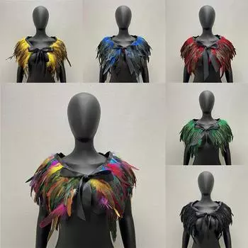 Сексуальная панк-готическая готическая шаль с перьями, роскошные шарфы с перьями, накидка с перьями, искусственный воротник фиолетовый
