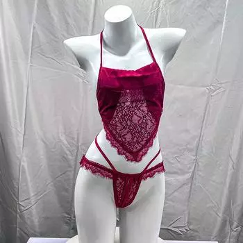 Сексуальная перспектива чистого желания сексуальный горячий кружевной карман на животе открытый униформа свободный пижамный набор One Size S-XL9 (80-65kg)