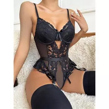 Сексуальная пижама кружево перспектива соблазнение комбинезон S