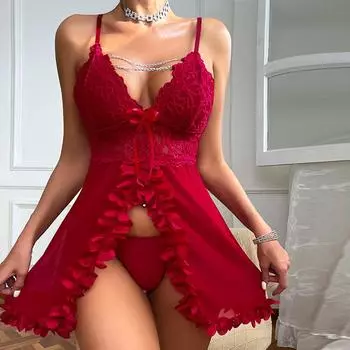 Сексуальная пижама кружево перспектива соблазнение комбинезон S