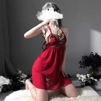 Сексуальная пижама, сексуальное женское белье, зашнуровать марлевую кружевную ночную рубашку, искушение, костюм One size вино красного