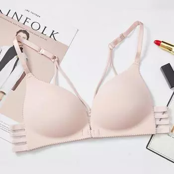 Сексуальная полосатая кружевная пижама с регулируемым плечевым ремнем и пряжкой спереди, массажная чашка, бюстгальтер One Size