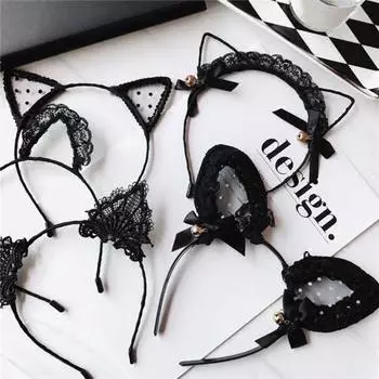 Сексуальная повязка на голову для взрослых женщин с кошачьими ушками, обруч для волос, ночной нарядный костюм, повязка для волос