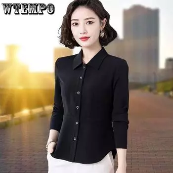 Сексуальная приталенная белая рубашка, женские осенние блузки с длинными рукавами, женская короткая блузка на пуговицах S белый