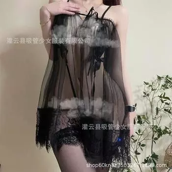 Сексуальная прозрачная кружевная сетка чистое желание подвязки настроение приватной комнаты кровать три точки 00 One size