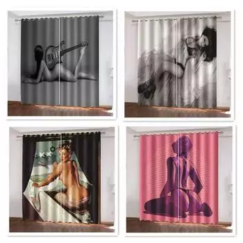 Сексуальная ретро обнаженная леди красавица женщина девушка тонкие затемняющие жалюзи на окна для детей спальня гостиная кухня дверь домашний декор W50 X H130(CM)X2&Hook