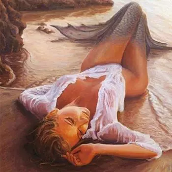 Сексуальная Русалка Женщины Морской Пейзаж Картина Вышивка Крестом 5D DIY Алмазная Живопись Искусство Украшения Дома Full Round 20x20CM