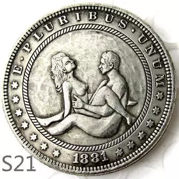 Сексуальная секс-девушка, женщина-мужчина занимается любовью с любовником, памятная монета-сувенир s21