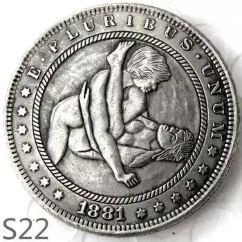 Сексуальная секс-девушка, женщина-мужчина занимается любовью с любовником, памятная монета-сувенир s22