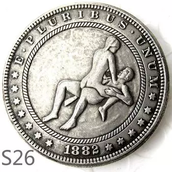 Сексуальная секс-девушка, женщина-мужчина занимается любовью с любовником, памятная монета-сувенир s26