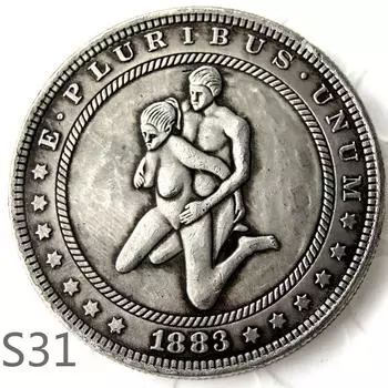 Сексуальная секс-девушка, женщина-мужчина занимается любовью с любовником, памятная монета-сувенир s31