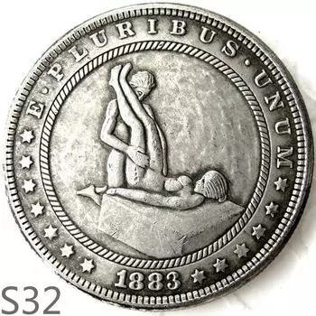 Сексуальная секс-девушка, женщина-мужчина занимается любовью с любовником, памятная монета-сувенир s32