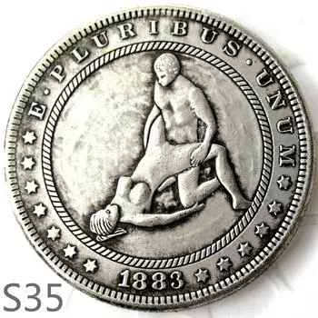 Сексуальная секс-девушка, женщина-мужчина занимается любовью с любовником, памятная монета-сувенир s35