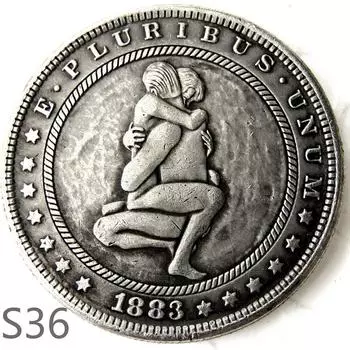 Сексуальная секс-девушка, женщина-мужчина занимается любовью с любовником, памятная монета-сувенир s36