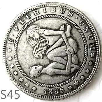 Сексуальная секс-девушка, женщина-мужчина занимается любовью с любовником, памятная монета-сувенир s245