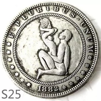 Сексуальная секс-девушка, женщина-мужчина занимается любовью с любовником, памятная монета, сувенир s25