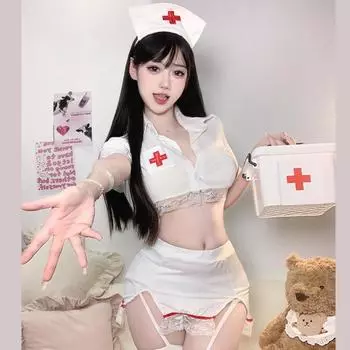 Сексуальная сексуальная чистая похоть медсестра униформа кружевной костюм маленькая грудь большая флирт соблазнительная пижама average size