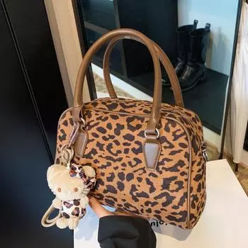 Сексуальная сумка с леопардовым принтом женская сумка для боулинга замшевая сумка через плечо женская сумка no pendant коричневый