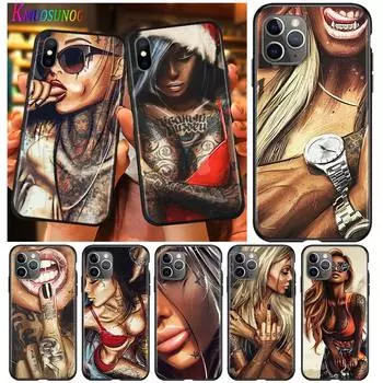 Сексуальная татуированная девушка для Apple iPhone 12 Pro Max Mini 11 Pro XS Max X XR 6S 6 7 8 Plus 5S SE2020, черный чехол для телефона iPhone 12ProMax