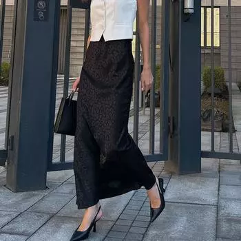 Сексуальная юбка макси с леопардовым принтом Юбка с высокой талией и леопардовым принтом для женщин Сексуальная облегающая юбка длиной до щиколотки для вечеринок Элегантная классика S бежевый