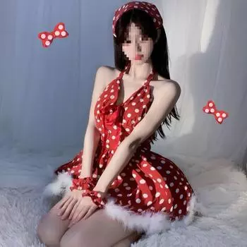 Сексуальная юбка-пачка, волшебные волосы, горошек, сексуальное нижнее белье, французский халат Monroe, новогодняя ночная рубашка с воротом Jiaojiao, чистая похоть average size