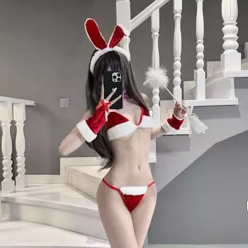 Сексуальная униформа из трех предметов, сексуальная клубная одежда для вечеринок, одежда горничной, косплей-одежда, рождественские бретельки, костюм qqny One size