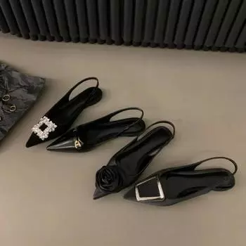 Сексуальная вечерняя обувь на среднем каблуке с острым носком, женские сандалии, новые дизайнерские летние повседневные модельные тапочки с открытой спиной, Zapatos Mujer 35