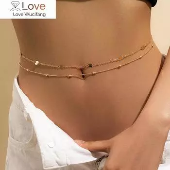 Сексуальная винтажная эстетическая цепочка на живот, тонкие бусины, цепочка на талию, пояс-цепочка, уличная одежда 2000 года, летняя женская мода, украшения для тела