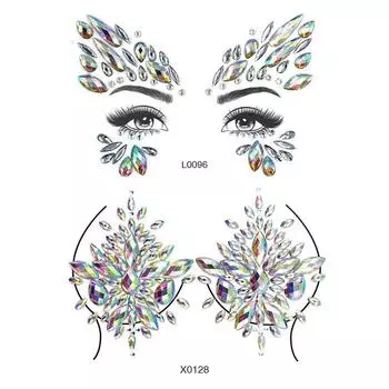 Сексуальная временная татуировка для бара, музыкального фестиваля, набор поддельных татуировок, украшение для груди с кристаллами, акриловая наклейка для лица с бриллиантами, карнавальная вечеринка, Br 16