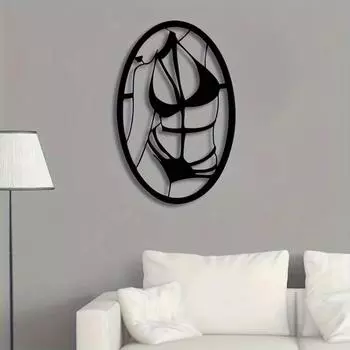 Сексуальная женщина настенный художественный знак крутой минималистский металлический декор, стильный сексуальный женский настенный орнамент, идеально подходит для офиса или современного пространства чёрный