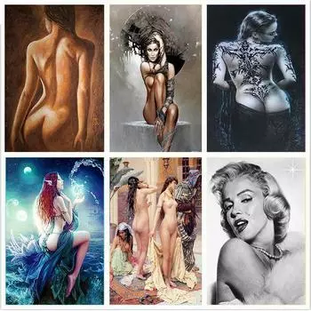 Сексуальная женщина узор 5D Diy Алмазная картина 3D Алмазная вышивка Украшение дома Изысканный подарок Round 20x30cm