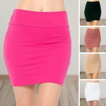 Сексуальная женская мини-юбка-карандаш с высокой талией, офисная женская облегающая однотонная эластичная облегающая короткая юбка до бедер L горячий розовый