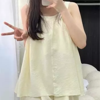 Сексуальная женская пижама на бретельках, простые однотонные топы, шорты, женская пижама, домашняя одежда, комплект из двух предметов M