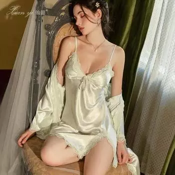 Сексуальная женская пижама премиум класса из чистого кружева, ночная рубашка с подвязками и нагрудной накладкой, комплект домашней одежды с длинными рукавами M