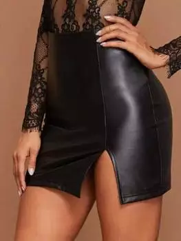 Сексуальная женская ручная работа из натуральной дизайнерской кожи, новая черная овечья кожа, уникальная облегающая юбка S чёрный