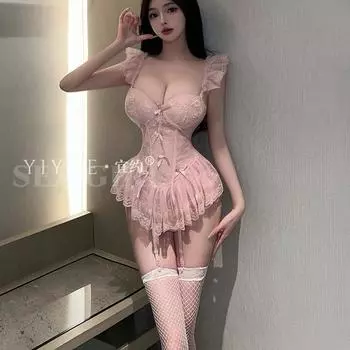 Сексуально свободный от чистого желания большой размер кружевной соблазнительный жилет сексуальное нижнее белье стальное кольцо собирает униформу пижама M