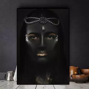 Сексуальное африканское искусство, черно-золотая обнаженная женщина, картина маслом на холсте, постеры и принты Cuadros, настенная картина для гостиной 20x30cm