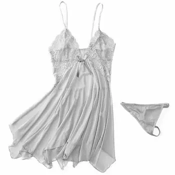 Сексуальное элегантное пушистое и развевающееся спереди на груди и прозрачное кружево вокруг шнурка включены [Synlala] нижнее белье, сорочка, нижнее белье, прозрачное, милое,